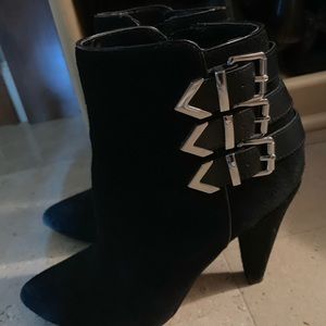 Dolce Vita Black Suede Booties with Buckles